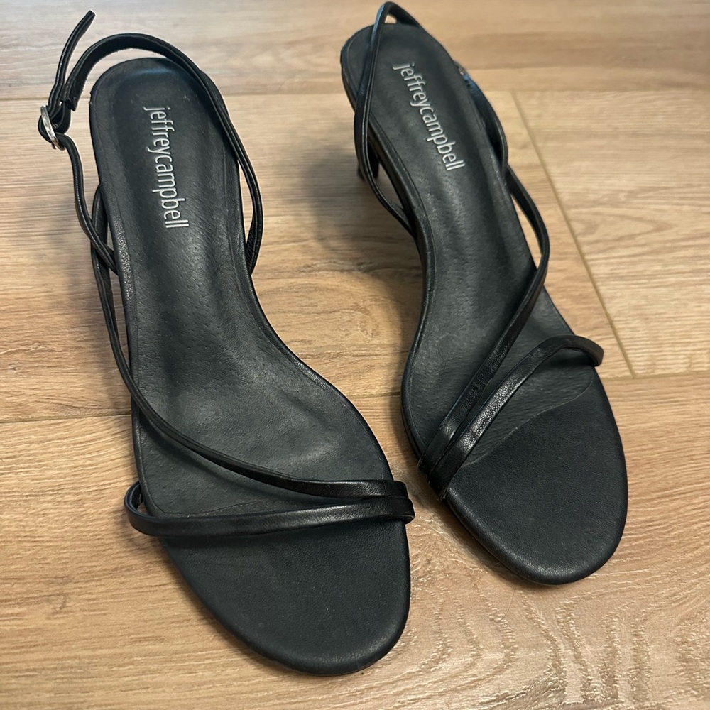 Jeffrey Campbell Black Minimalist kitten heel Strappy Sandals